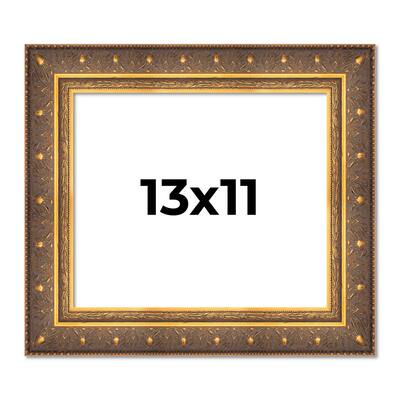 13x11 Frame Vintage Gold Solid Wood Picture Frame | 2.5 Inch Moulding