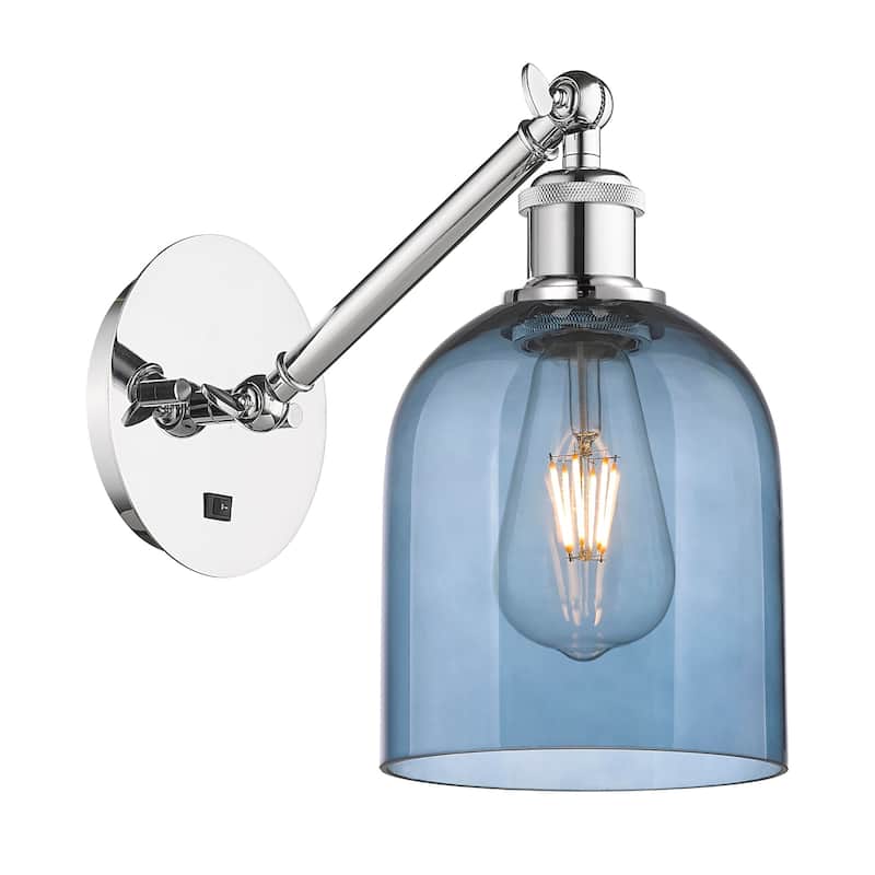 Innovations Lighting 317-1W-10-6 Bella Sconce Bella 10" Tall Wall - Polished Chrome / Princess Blue