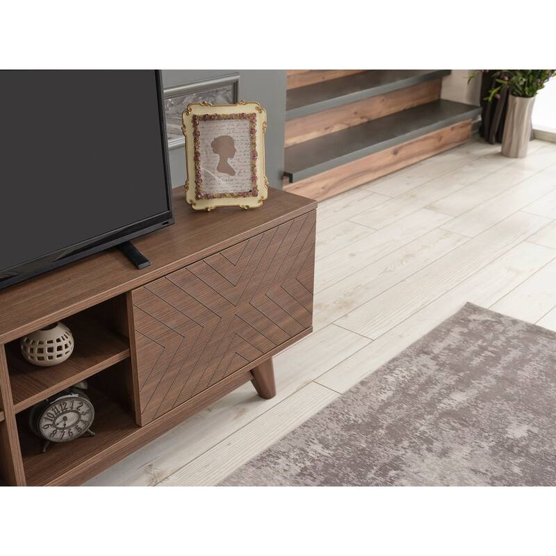 Modern 67 in. Wood TV Stand with 2 Storage Shelves and 2 Doors Fits TV's up to 70 in.