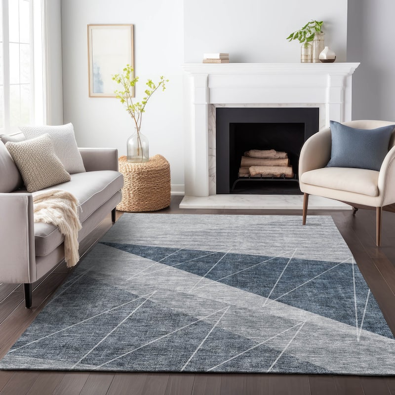 Premium Washable Super Soft Geo Abstract Mayfield Rug - Charcoal - 5' x 7' 6" - Rectangle
