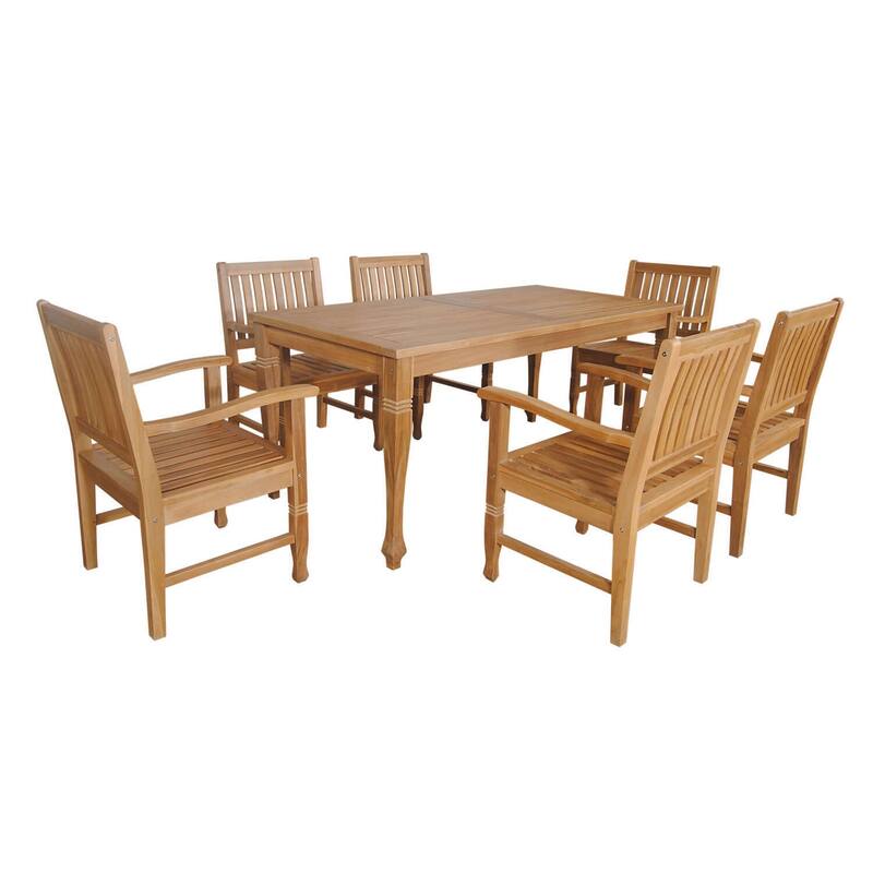 Outdoor Dining Set 7 Piece Teak Wood Patio Furniture Table and Chairs