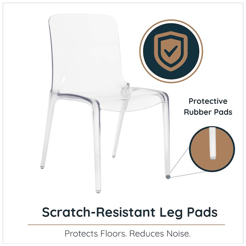 Murray Modern Minimalist Stackable Acrylic Plastic Dining Chair with Transparent Design Accent Side Chair for Kitchen Set of 2