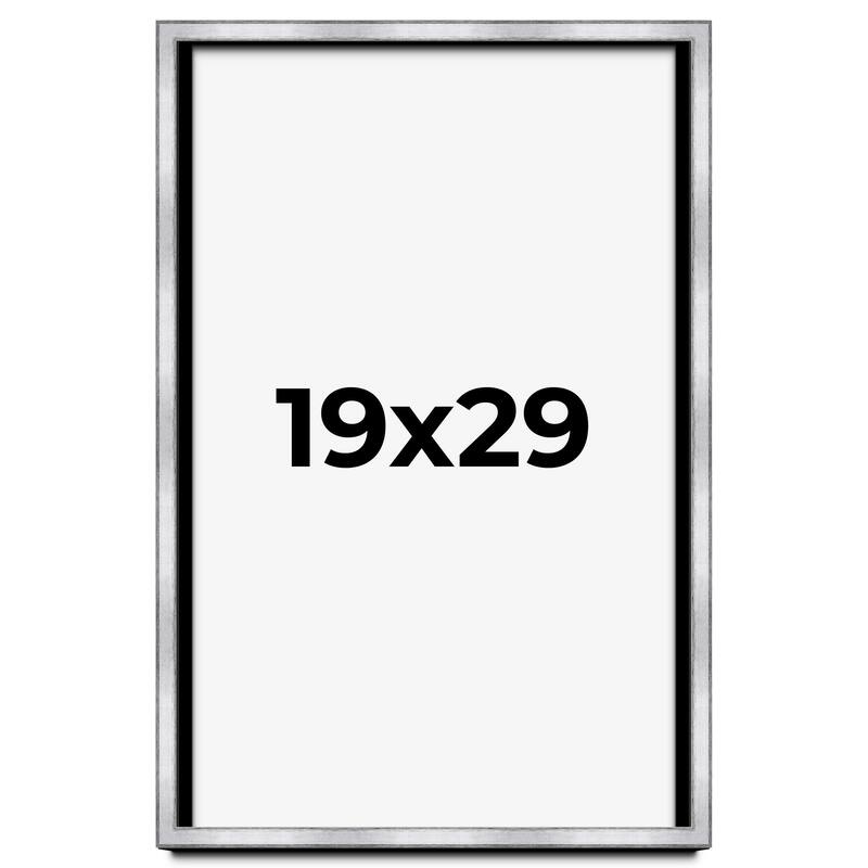 19x29 Shadow Box Frame Silver | 1.375 Inches Deep Real Wood