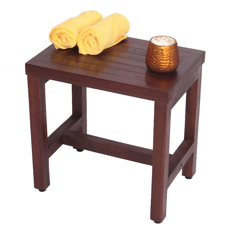 DecoTeak Eleganto 18" Solid Teak Shower Bench - WoodLand Brown Finish
