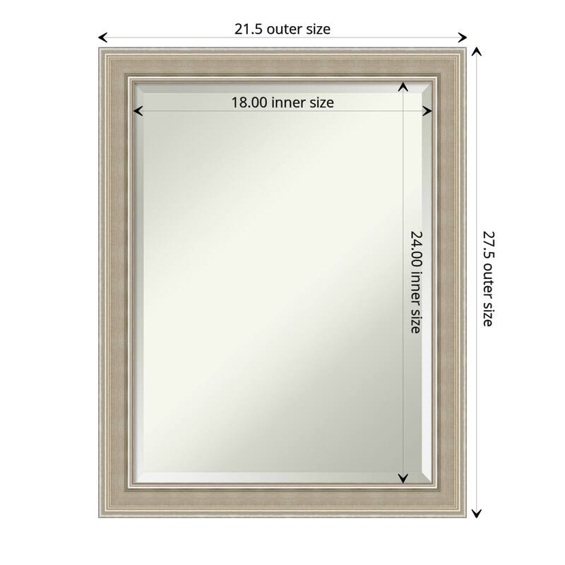 Mezzo Silver Beveled Wood Framed Wall Mirror - Mezzo Silver - Glass Size 18x24