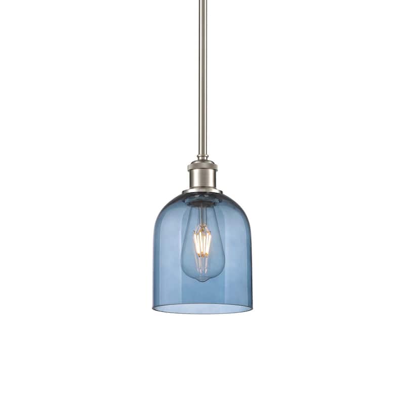 Innovations Lighting 516-1S-10-6 Bella Pendant Bella 6" Wide Mini - Brushed Satin Nickel / Princess Blue