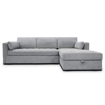 Poly and Bark Prato Sleeper Sectional Sofa Bed in Dawn Grey