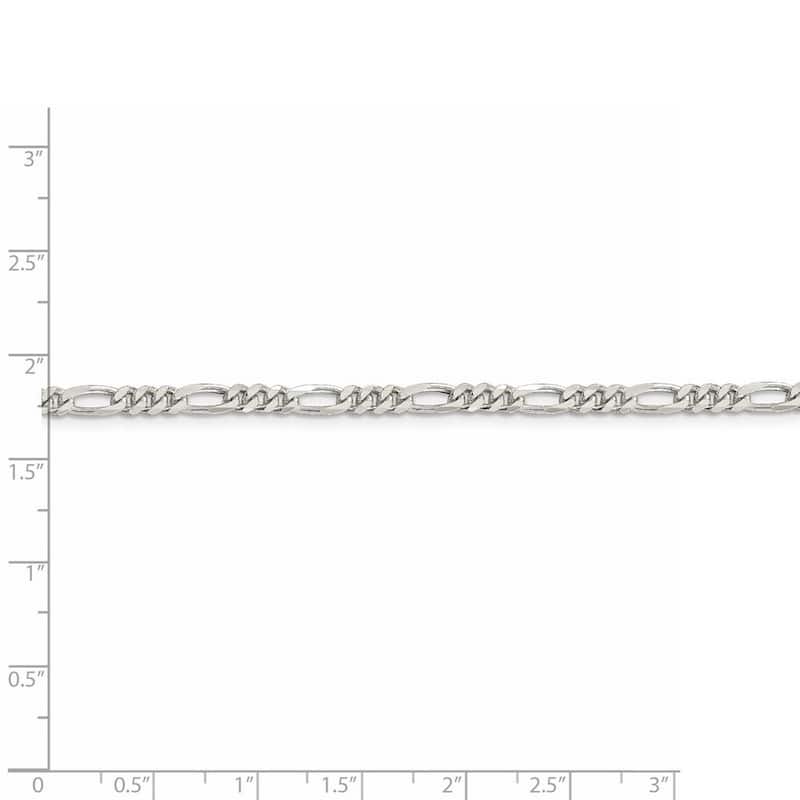 Curata 925 Sterling Silver 4mm Figaro Chain Necklace (Lobster)
