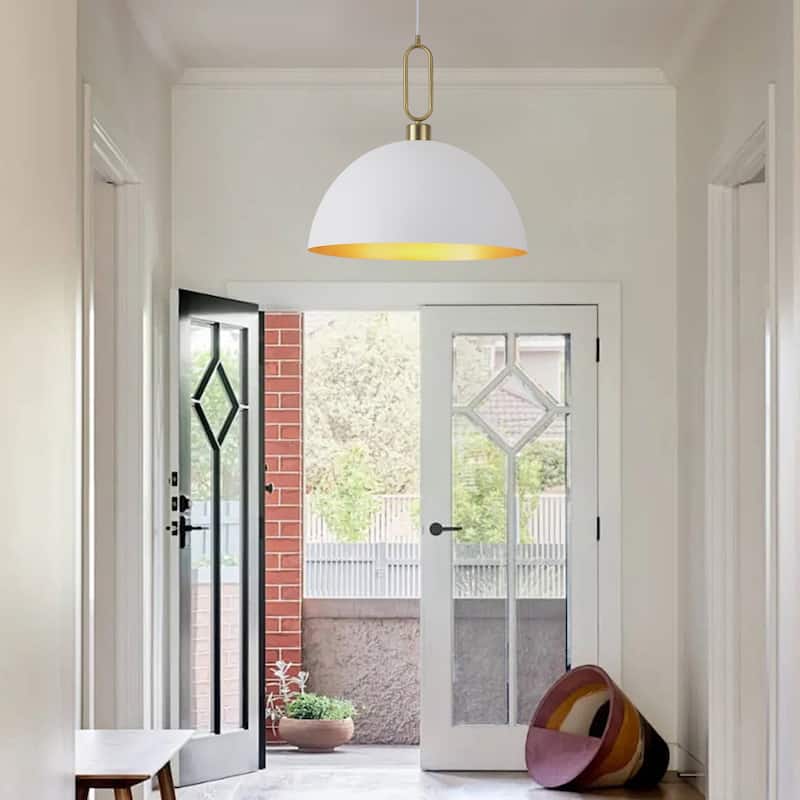 Industrial 1-Light 23.6" Metal Dome Pendant Light for Kitchen Island Dining Room