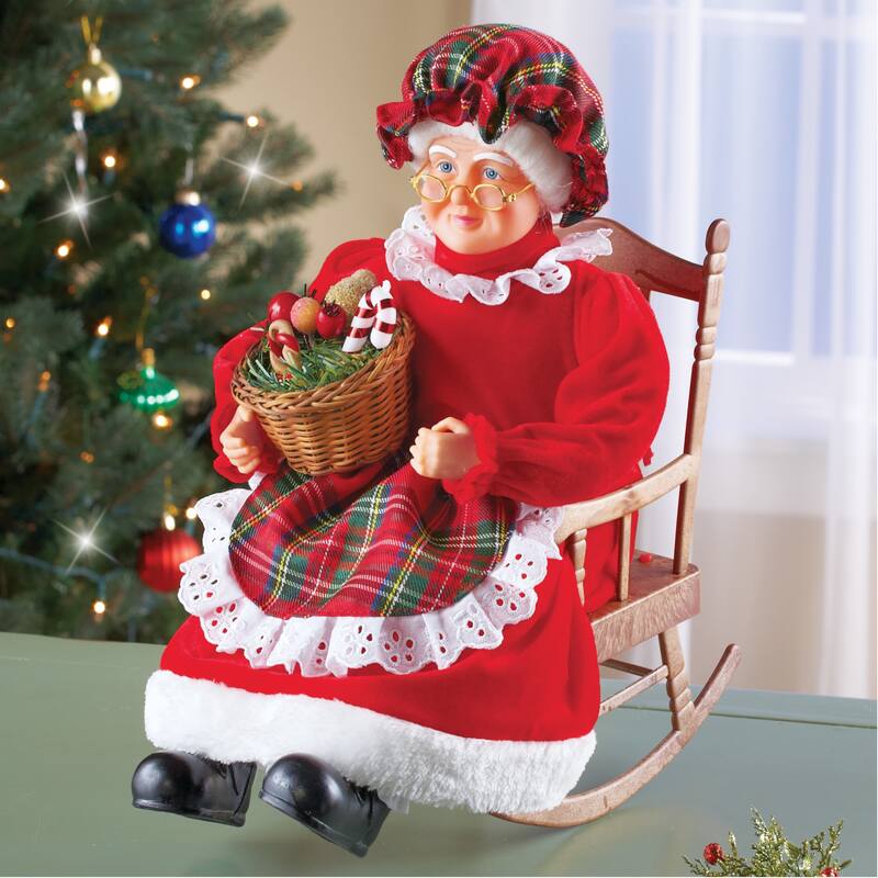 Musical Mrs. Claus Christmas Tabletop Decoration - 15.400 x 10.500 x 10.250 - Red
