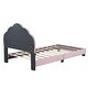 preview thumbnail 7 of 18, Twin Size Platform Bed Frame Velvet Upholstered Headboard Wooden Slats Support, Kids Wood Platform Bed Easy Assembly