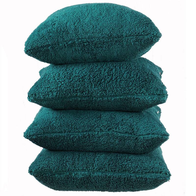 Accent Sherpa Pillow Cover Set of 4 20Inch x 20Inch, NO INSERT