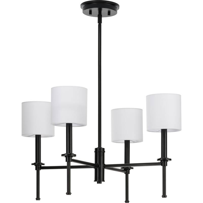 Elara Collection Four-Light New Traditional Matte Black Chandelier Light - 22.87 in x 22.87 in x 10.37 in