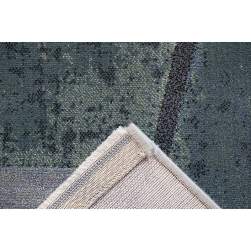 Essentials Abstract Orange, Sage, Blue, Gray, Ivory and Mauve Olefin Area Rug - 2' x 6' Runner