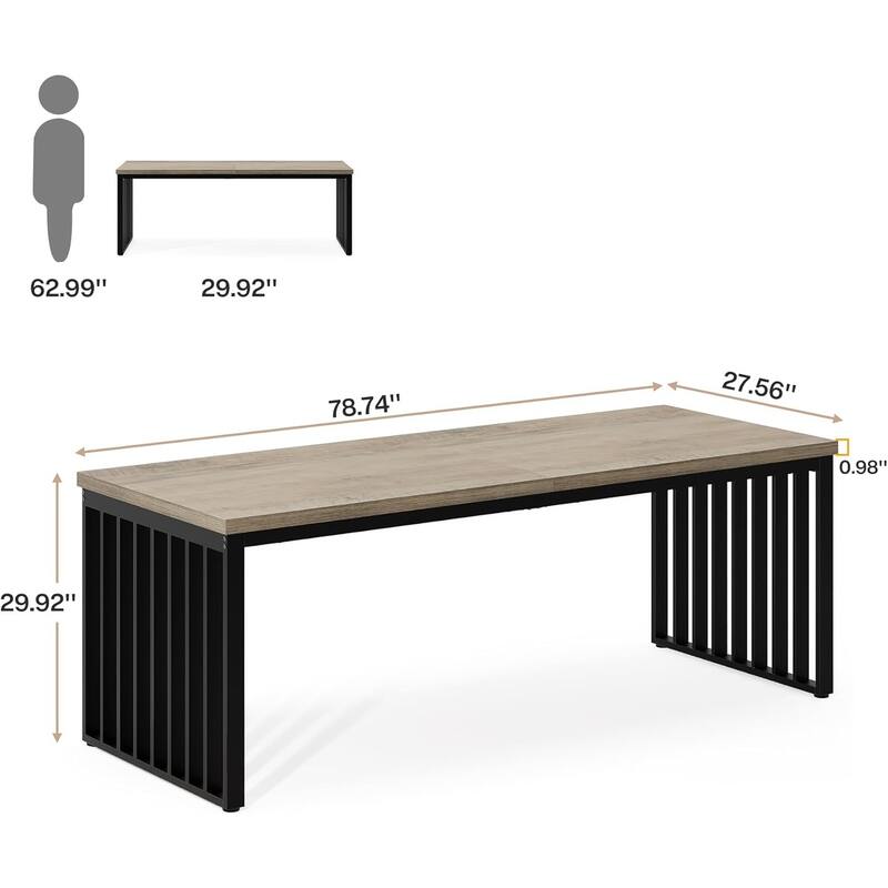 78.74" Industrial Long Rectangle Dining Table, Wood Kitchen Table for Living/Dining Room