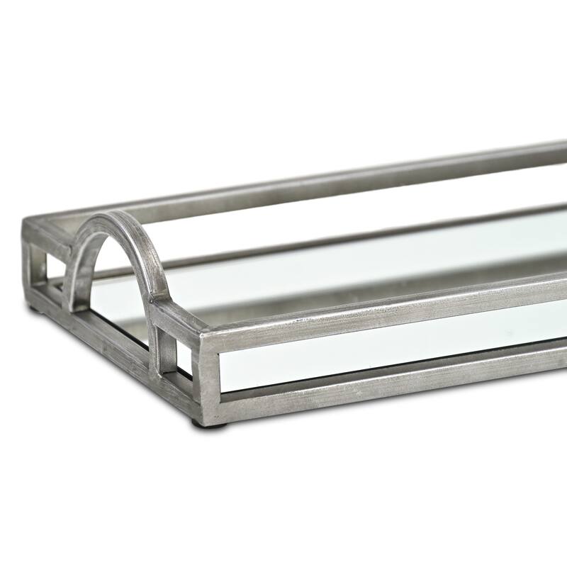 Verena Slim Rectangular Mirrored Tray - Silver