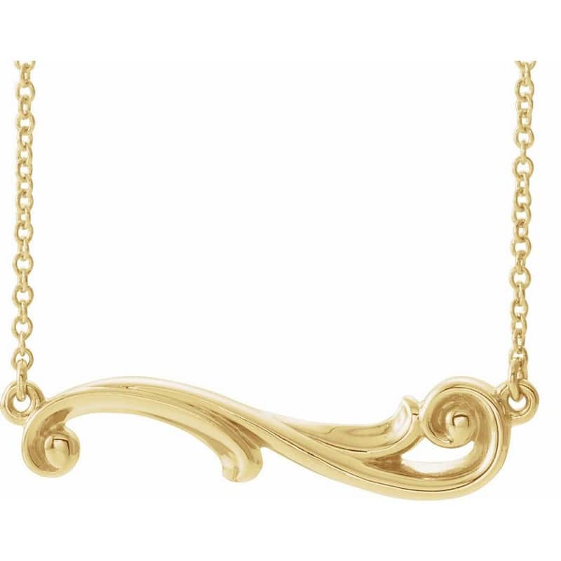 Curata 14k Yellow Rose or White Gold 27.6x6.2mm 18 Inch Polished Sculptural Freeform Bar Necklace