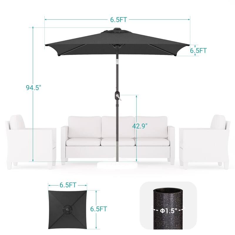 BONOSUKI 6.5x6.5Ft Patio Market Umbrella Weather-Resistant Frame