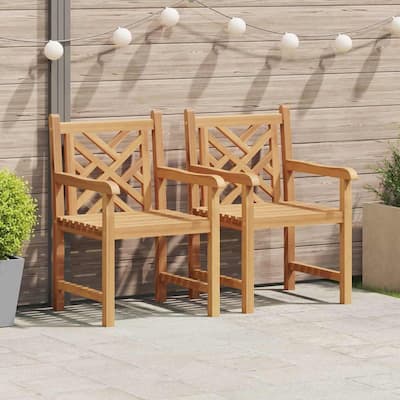 vidaXL Garden Chairs 2 pcs Brown 58 x 60 x 90 cm Solid teak wood - 58 x 60 x 90 cm