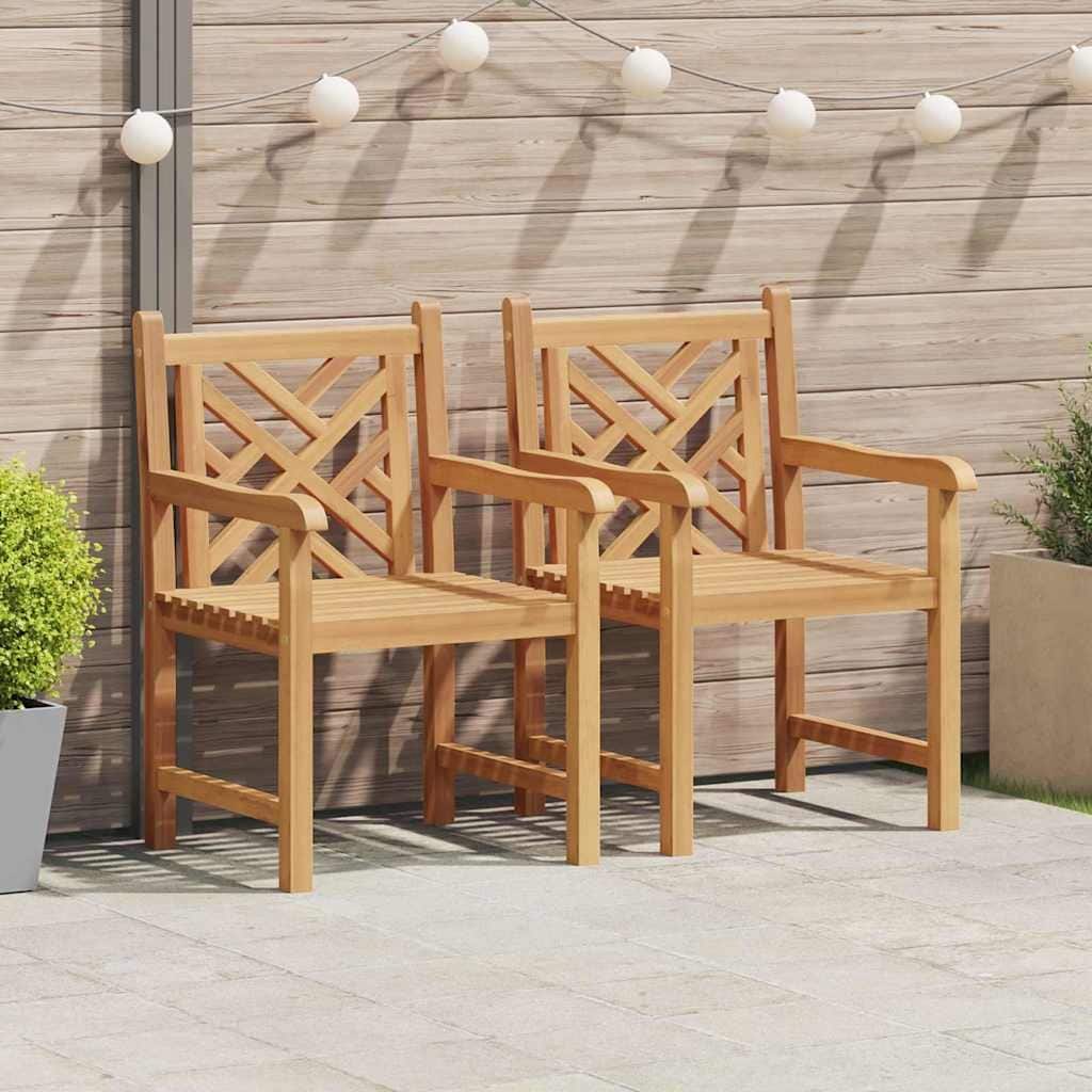 vidaXL Garden Chairs 2 pcs Brown 58 x 60 x 90 cm Solid teak wood - 58 x 60 x 90 cm