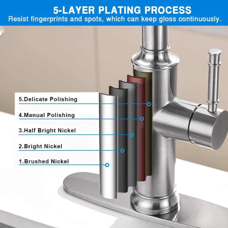 Single Handle Pull Down Sprayer Kitchen Faucet in Brushed Nickel