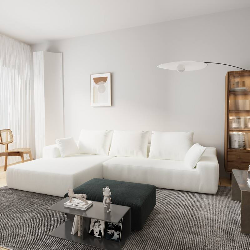 Momei L-Shaped Sofa - High-Density Foam with Spring, Multiple Cushions, Living Room