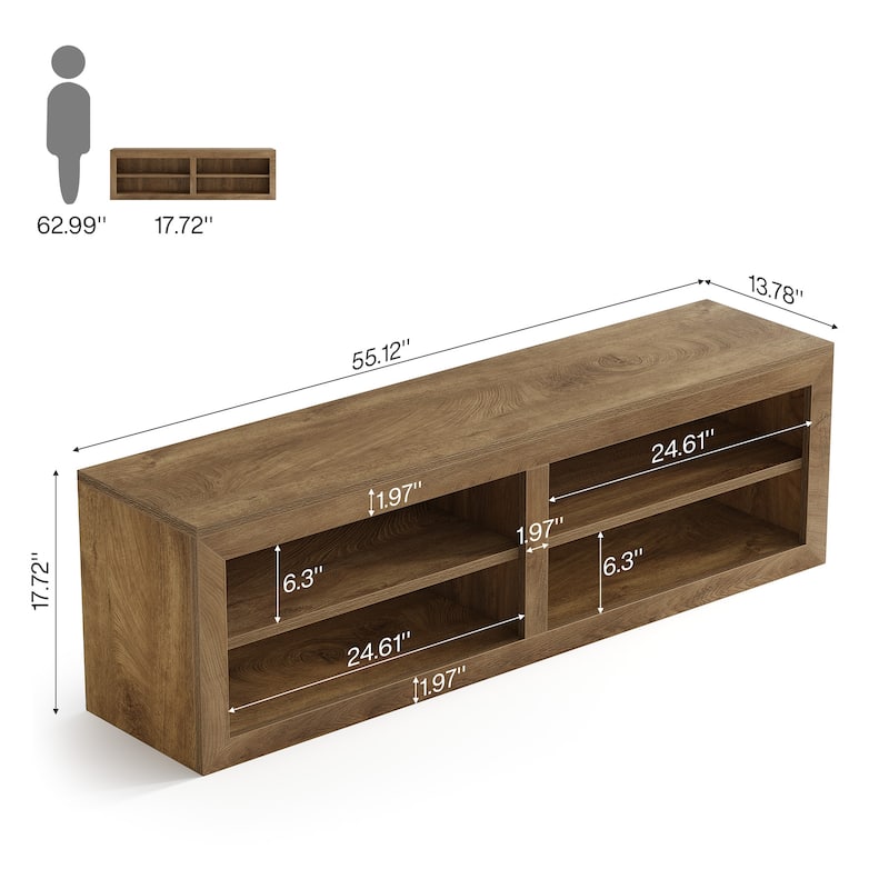 55" Wood Storage Bench for Entryway, Shoe & Bedroom