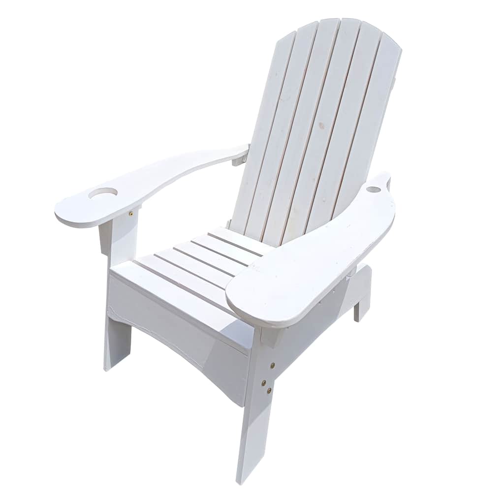 White Populus Wood Adirondack Chair with Wide Armrest and Sloped Seat - 32.28” W x 31.1” D x 38.19” H