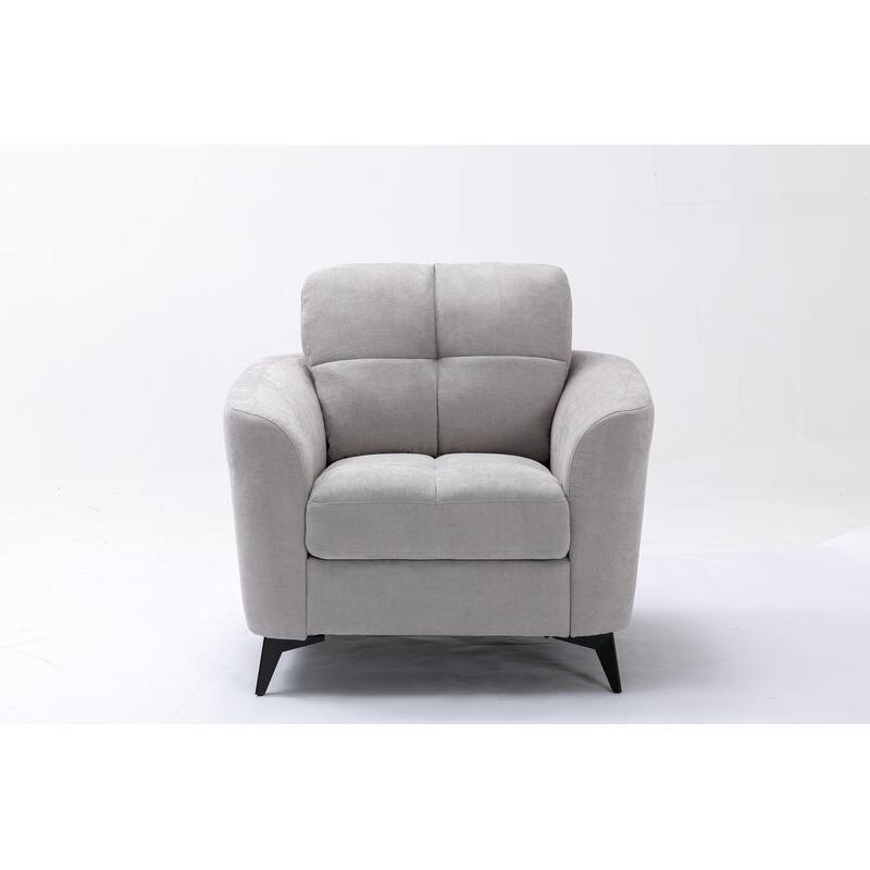 Fabric Accent Chairs Casual Single Sofa Tufted Cushion Club Chairs Arm Chairs with Metal Legs for Living Room