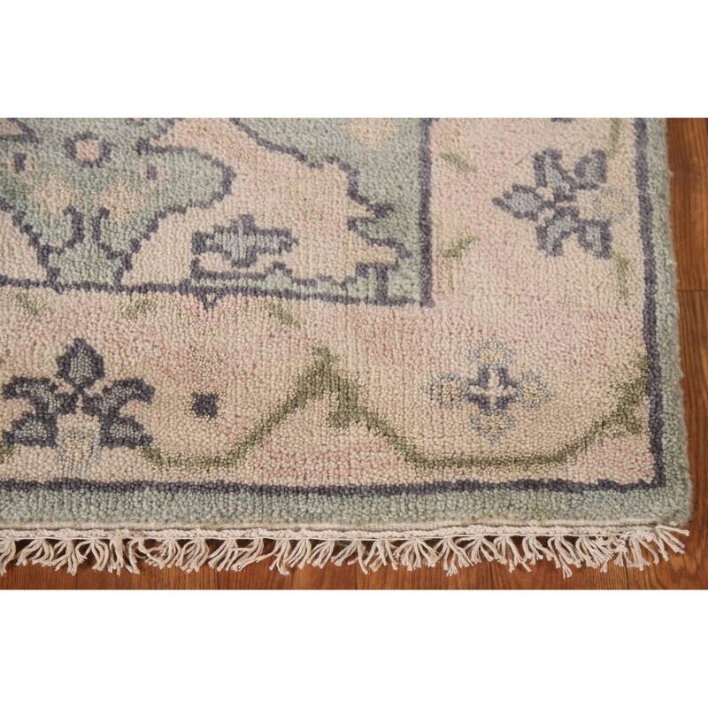 Green Oushak Oriental Runner Rug Handmade Wool Carpet - 2'6"x 10'2"