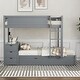 preview thumbnail 4 of 18, Full-over-Full Bunk Bed with Twin size Trundle, Storage and Desk,with 2 USB and 2 3-holes Plugs