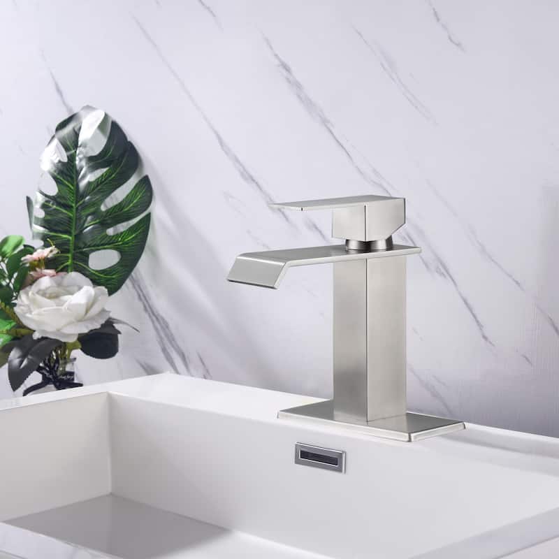 Waterfall Spout Bathroom Faucet - Silver