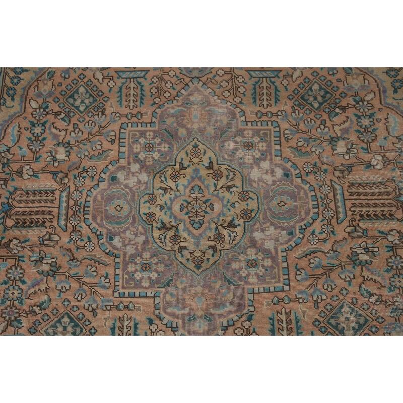 Over-Dyed Tabriz Persian Vintage Area Rug Hand-Knotted Wool Carpet - 7'0"x 10'11"