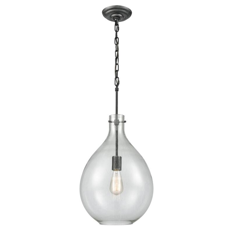 Sunderland 12-inch Wide 1-Light Mini Pendant in Silvered Graphite - 12in W x 12in D x 24in H - Silvered Graphite