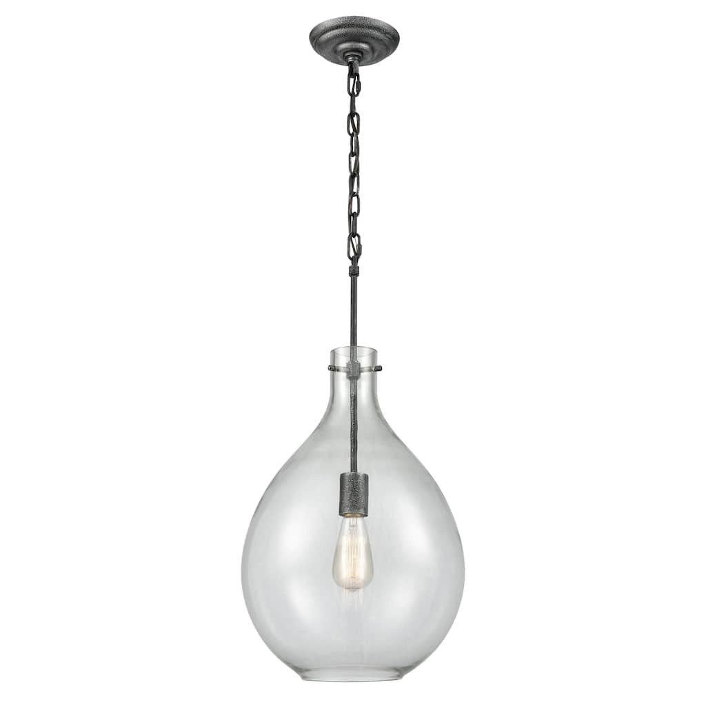 Sunderland 12-inch Wide 1-Light Mini Pendant in Silvered Graphite - 12in W x 12in D x 24in H