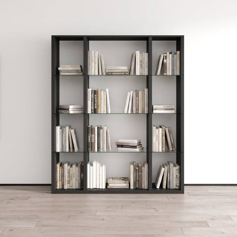Meble Furniture Napoli 59" Modern Bookcase - Matte Media Shelf with European Craftsmanship, 70.5" Tall Freestanding Bookshelf
