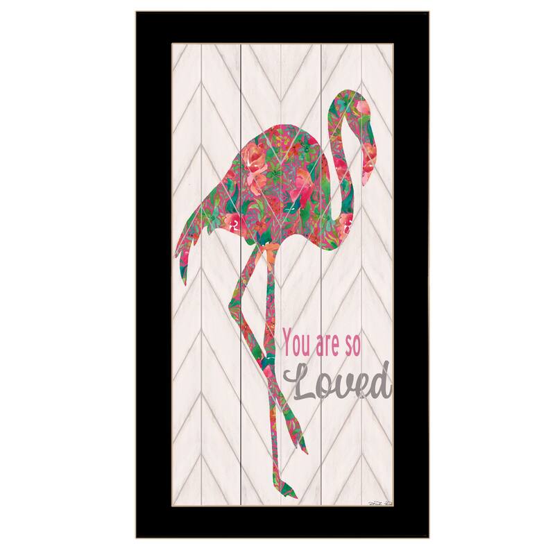 TrendyDecor4U "You are so loved- Flamingo" Framed Print Wall Art - Black