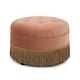 preview thumbnail 22 of 90, Yolanda 25" Tufted Round Footstool Ottoman with Rope Fringe