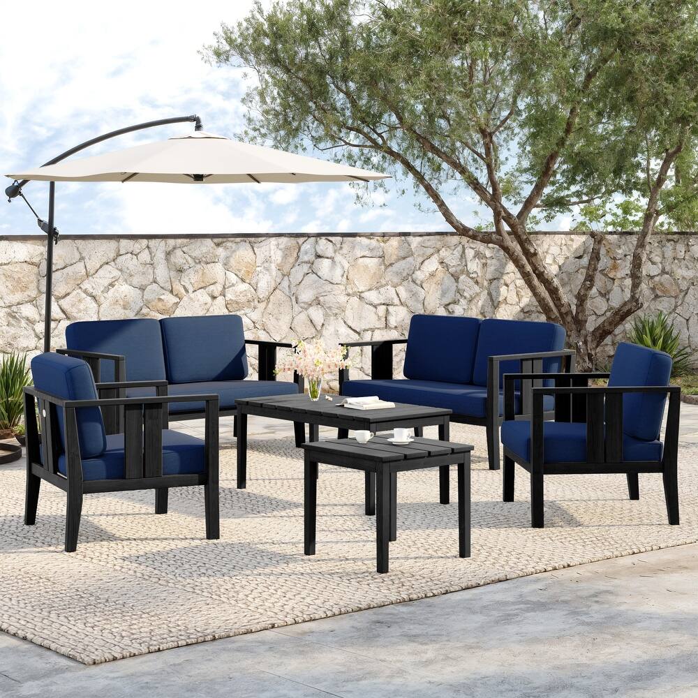 Teak Wood 6-Piece Outdoor Conversation Set with Table