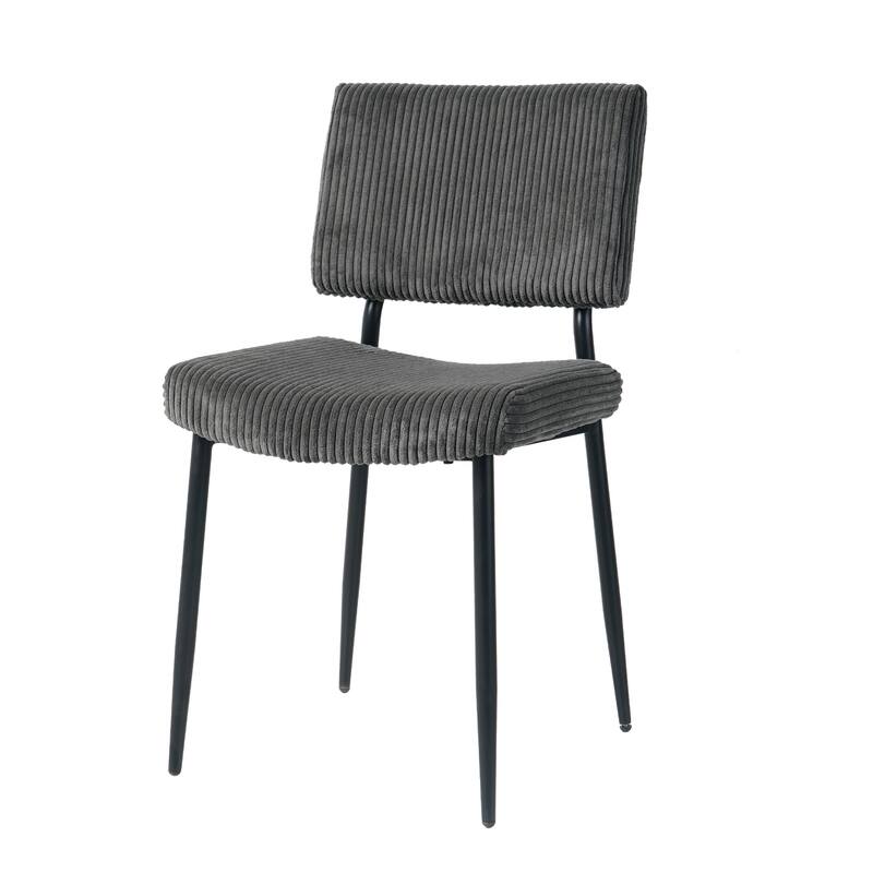 Set of 2 Fabric Dining Chair Grey Side Chair Accent Chairs with Back