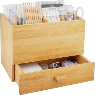 Bamboo Desk Organizer with 2 Drawers Makeup - Bed Bath & Beyond - 39310864
