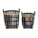 preview thumbnail 5 of 4, Black Bamboo Farmhouse Storage Basket (Set of 2) - S/2 17", 20"H