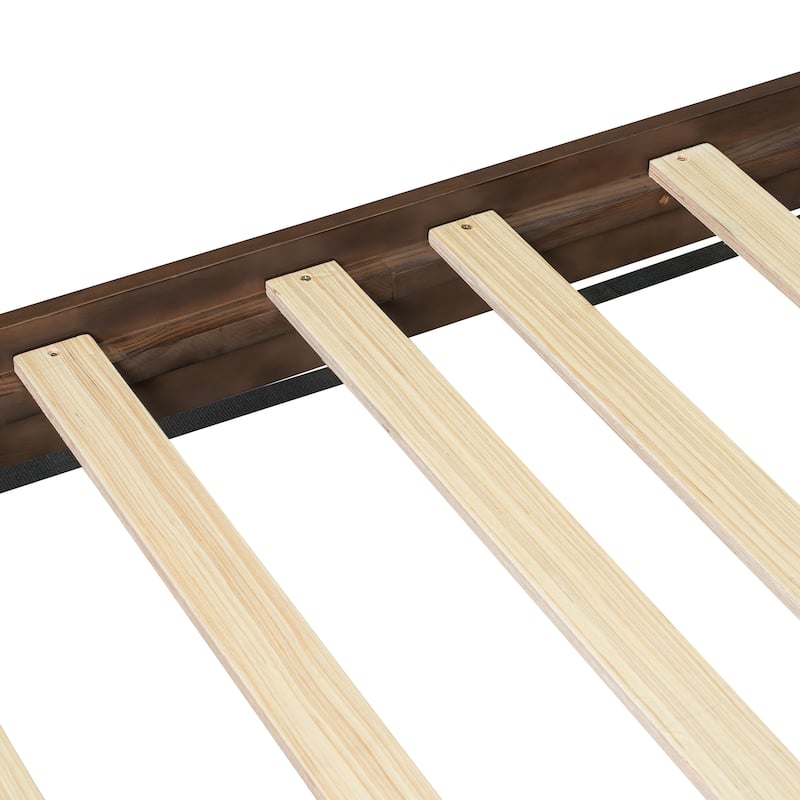 Christopher Knight Home - Mid-Century Upholstered Wood Low-Profile Platform Bed with Rattan Weaving Headboard