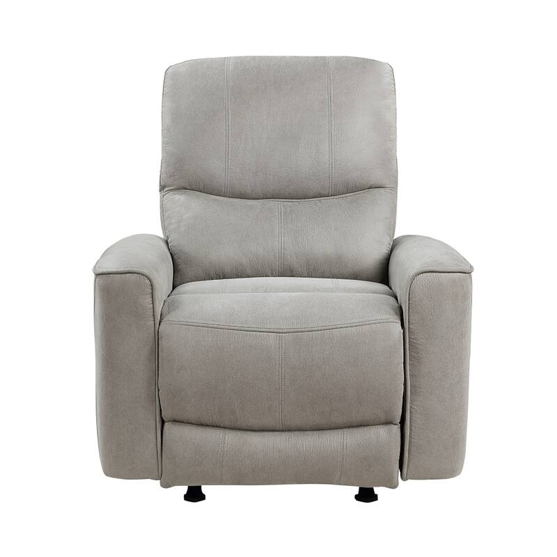 Ray 39 Inch Manual Rocker Recliner Chair, Gray Tufted Back Microfiber