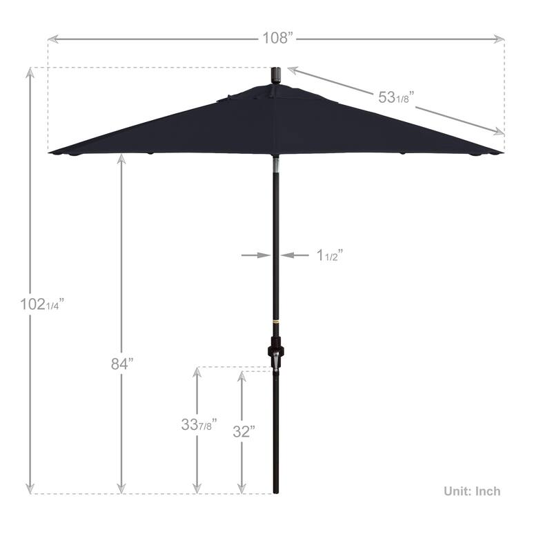 Okaloosa 9' Rd.Crank Lift Tilting, Aluminum Pole Fiberglass Rib Patio Umbrella Sunbrella Fabric by Havenside Home