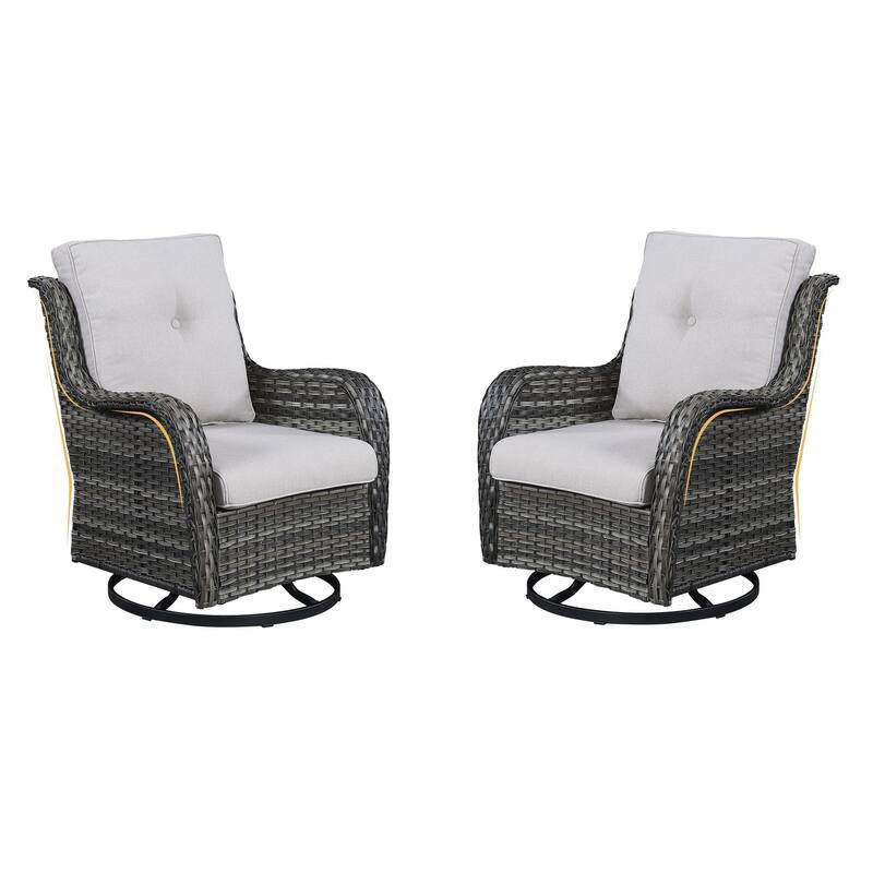 Gymojoy Patio Swivel Chairs Rattan 360 Degree Swivel Chairs Set of 2
