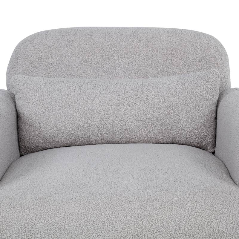 Stylish and Minimalist Teddy Fleece Single Sofa Chair with Arms and Pillow