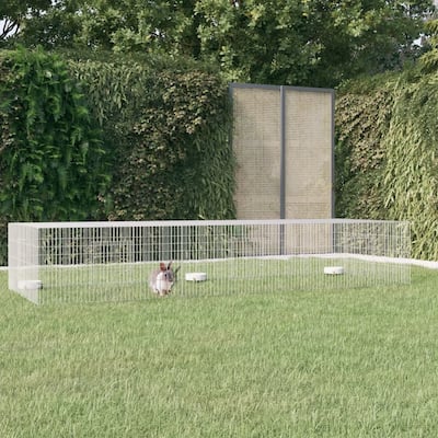 vidaXL Rabbit Cage Small Animal Run Hutch Playpen Enclosure Galvanized Iron