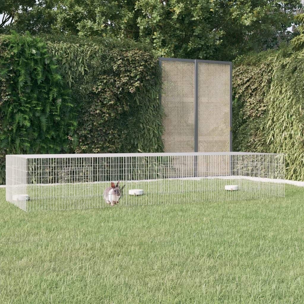 vidaXL Rabbit Cage Small Animal Run Hutch Playpen Enclosure Galvanized Iron