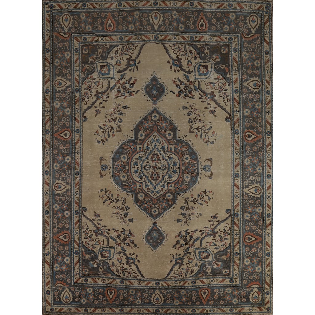 Tabriz Persian Vintage Area Rug Handmade Wool Carpet - 8'5" x 11'0"